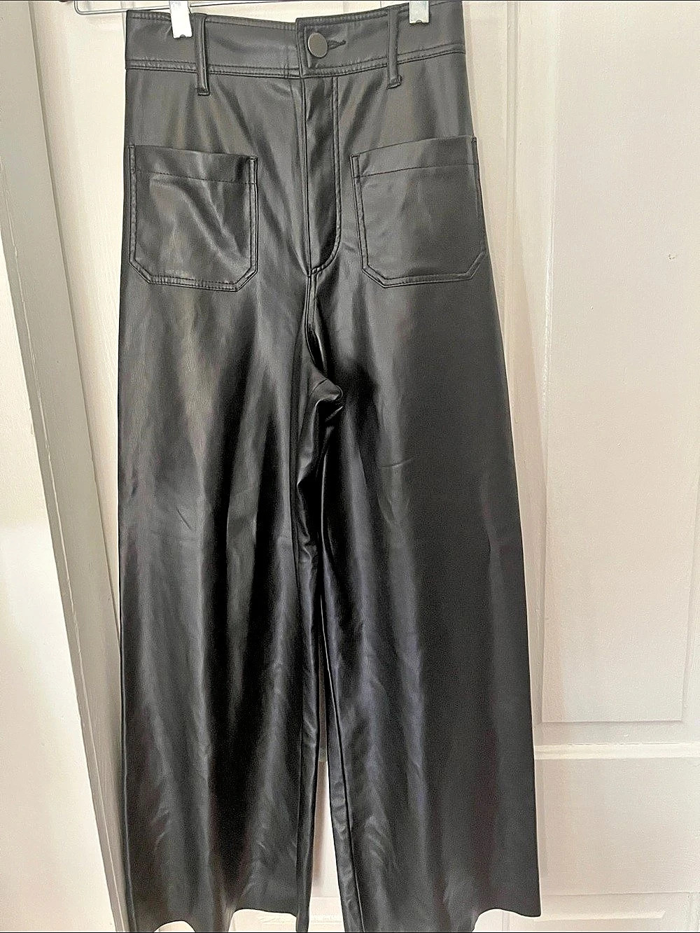 Zara Faux Leather Wide-Leg Pants in Black Size 4
